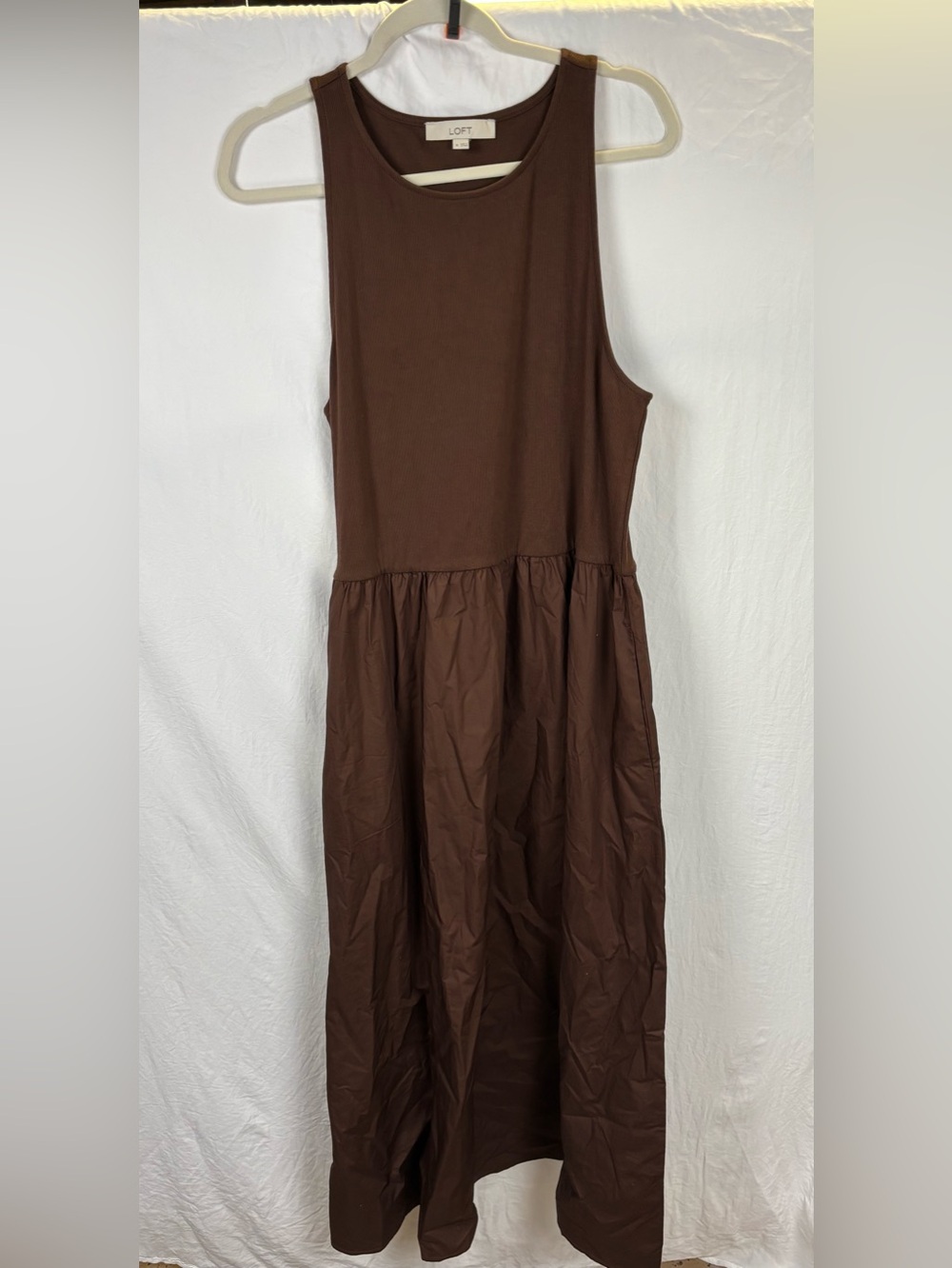 LOFT XL Brown Sleeveless Maxi Dress